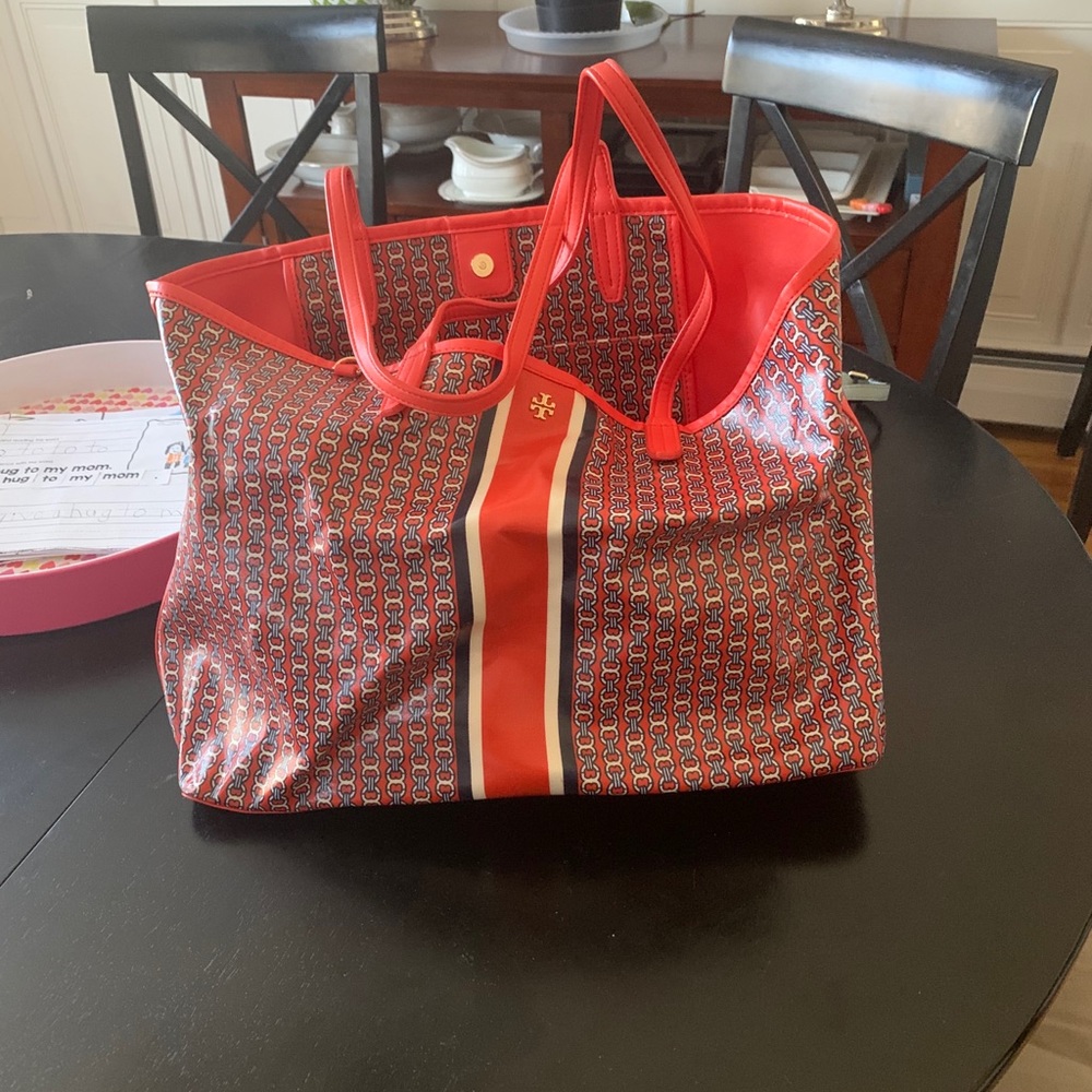Tory Burch Red and Blue Tote Bag